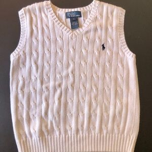 Boys size 6 Polo cable vest in white